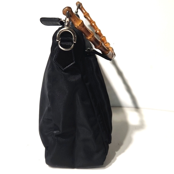 GUCCI Authentic Bamboo Black Classic Nylon Shoulder Bag 000 2058 0509 EUC!! - Picture 10 of 16